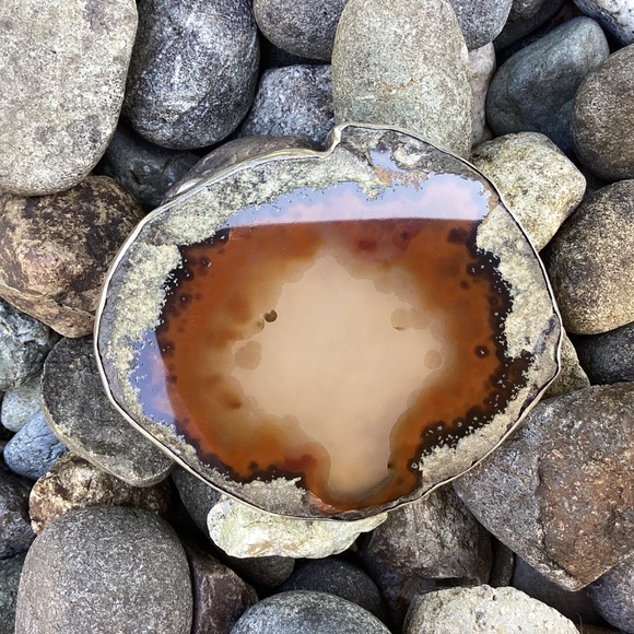 Beautiful Brown Agate Stone Sterling Silver Artisan Handmade Belt Buckle main image 6